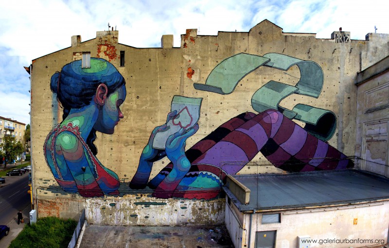 ARYZ (Spain) ul. Pomorska 67, Łódź 2011. Mural powstał w ramach projektu GALERIA URBAN FORMS (www.galeriaurbanforms.org)