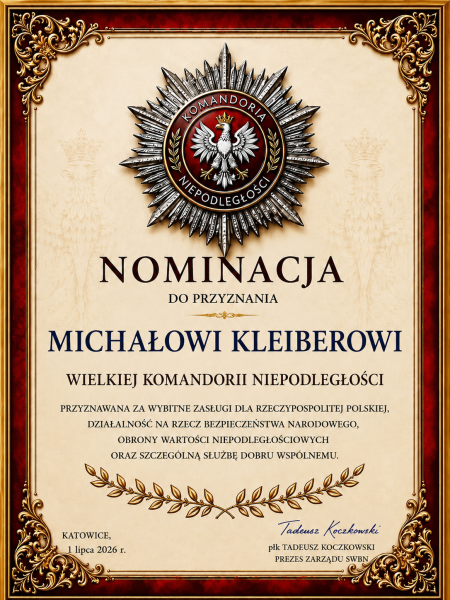 Prof. Michał Kleiber nominowany do Wielkiej Komandorii Niepodległości