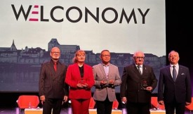 Od lewej: Jacek Janiszewski, Agnieszka Brzezińska, Roman Leppert, Marek Małecki, Krzysztof Przybył, fot. Teraz Polska